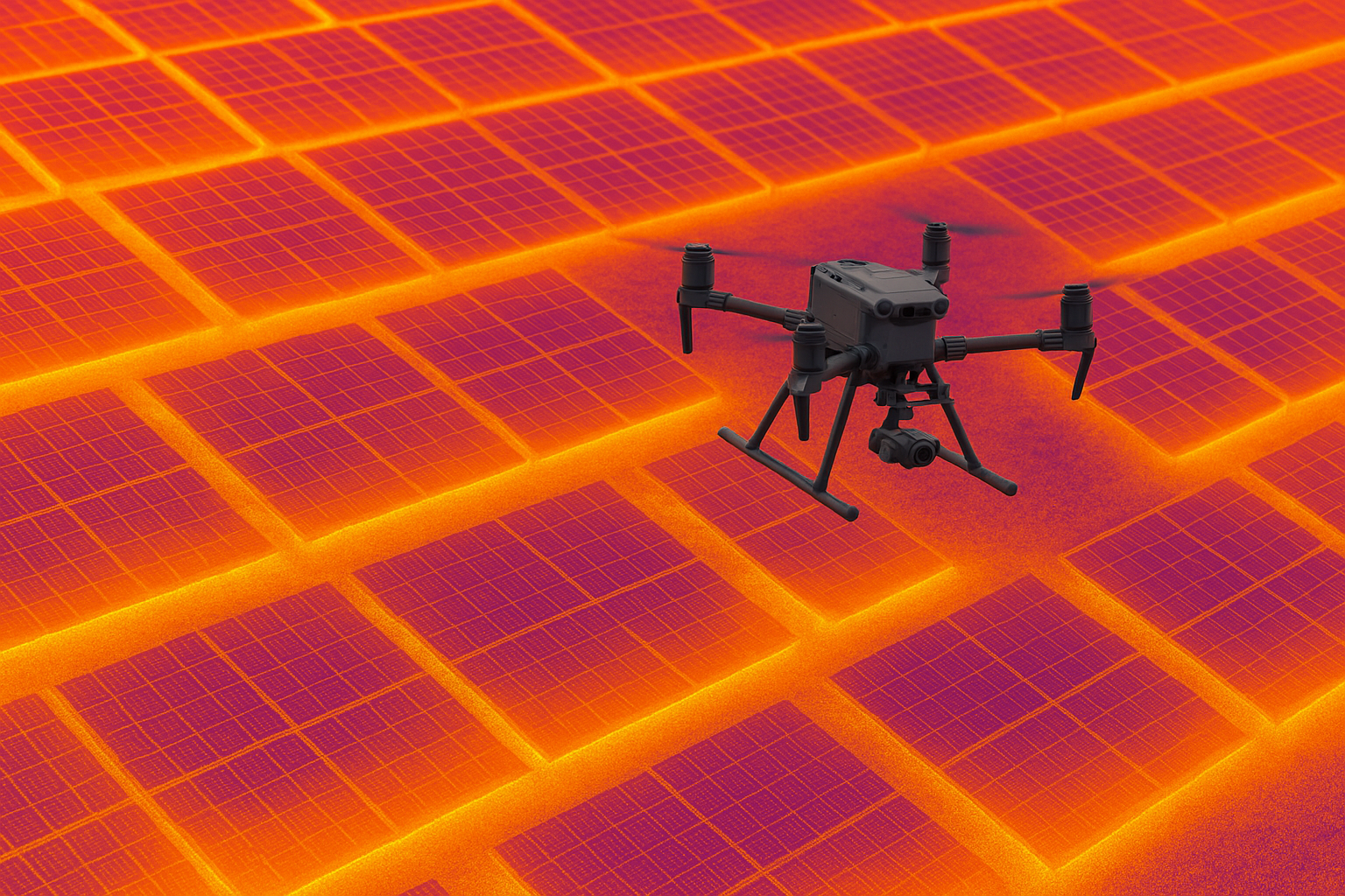 Drone thermal imaging of solar panels